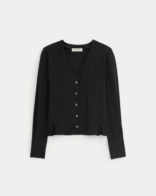 The V-Neck Blouse in Washable Silk | Black