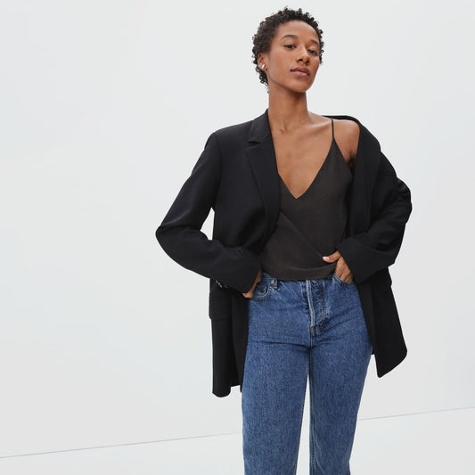 The Washable Silk Cropped Cami | Black