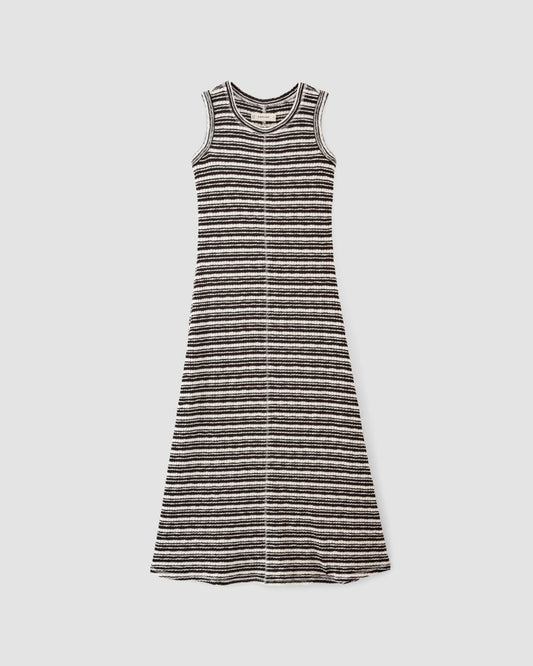 The Rib-Knit A-Line Tank Dress | Bone / Black