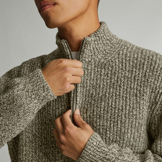 The Felted Merino Half-Zip Sweater | Seafoam Green / Kambaba Twist