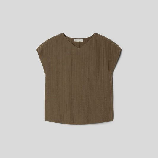 The City Stripe V-Neck Top | Beech