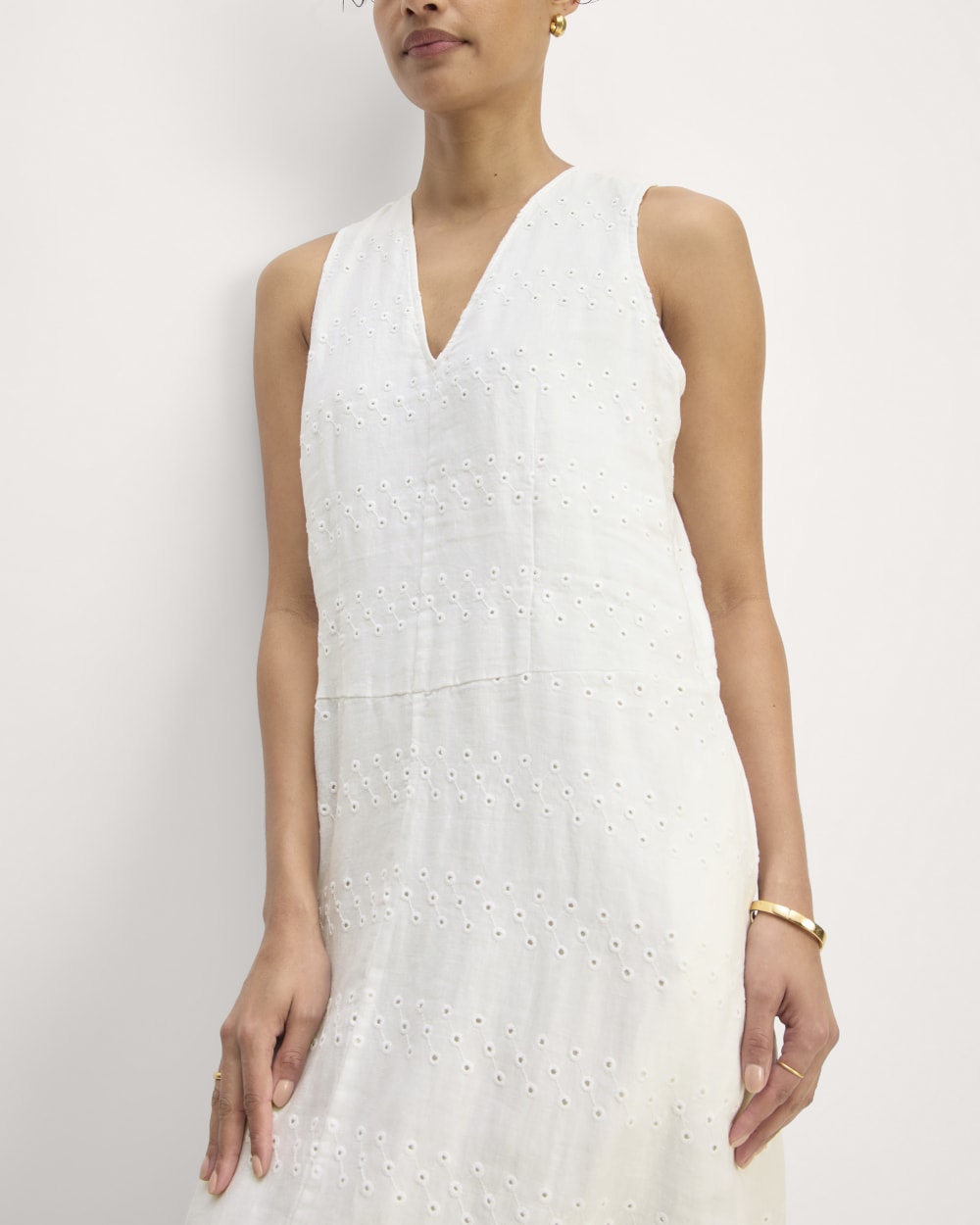 The Linen Eyelet Maxi Dress | White Eyelet