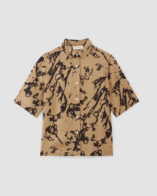 The Short-Sleeve Shirt in Butterlite | Black / Cornstalk Abstract