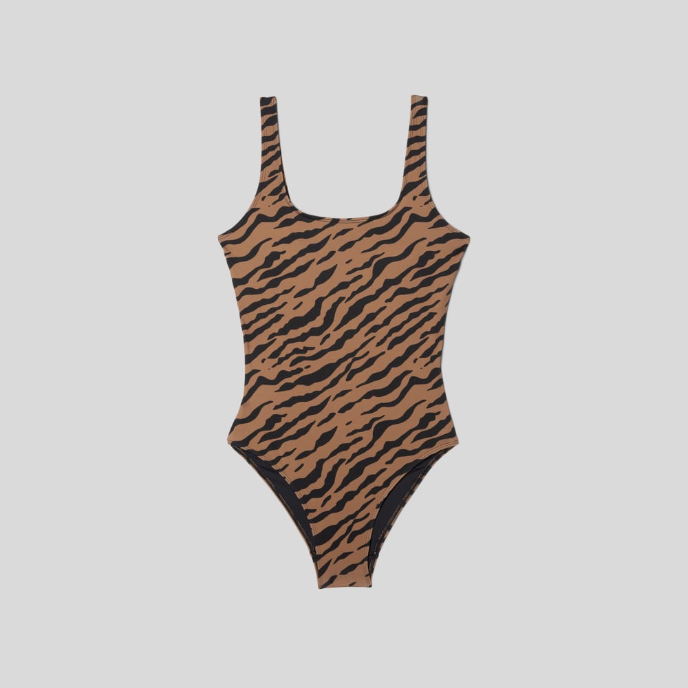 The Square-Neck One-Piece | Tiger Stripe Toasted Coconut
