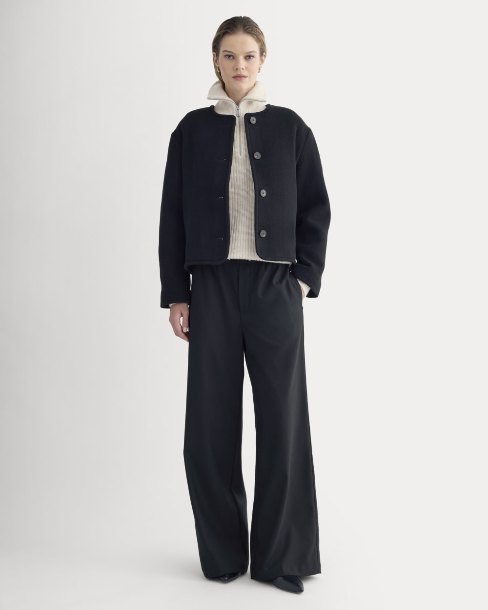 The Cocoon Coat in Wool | Black