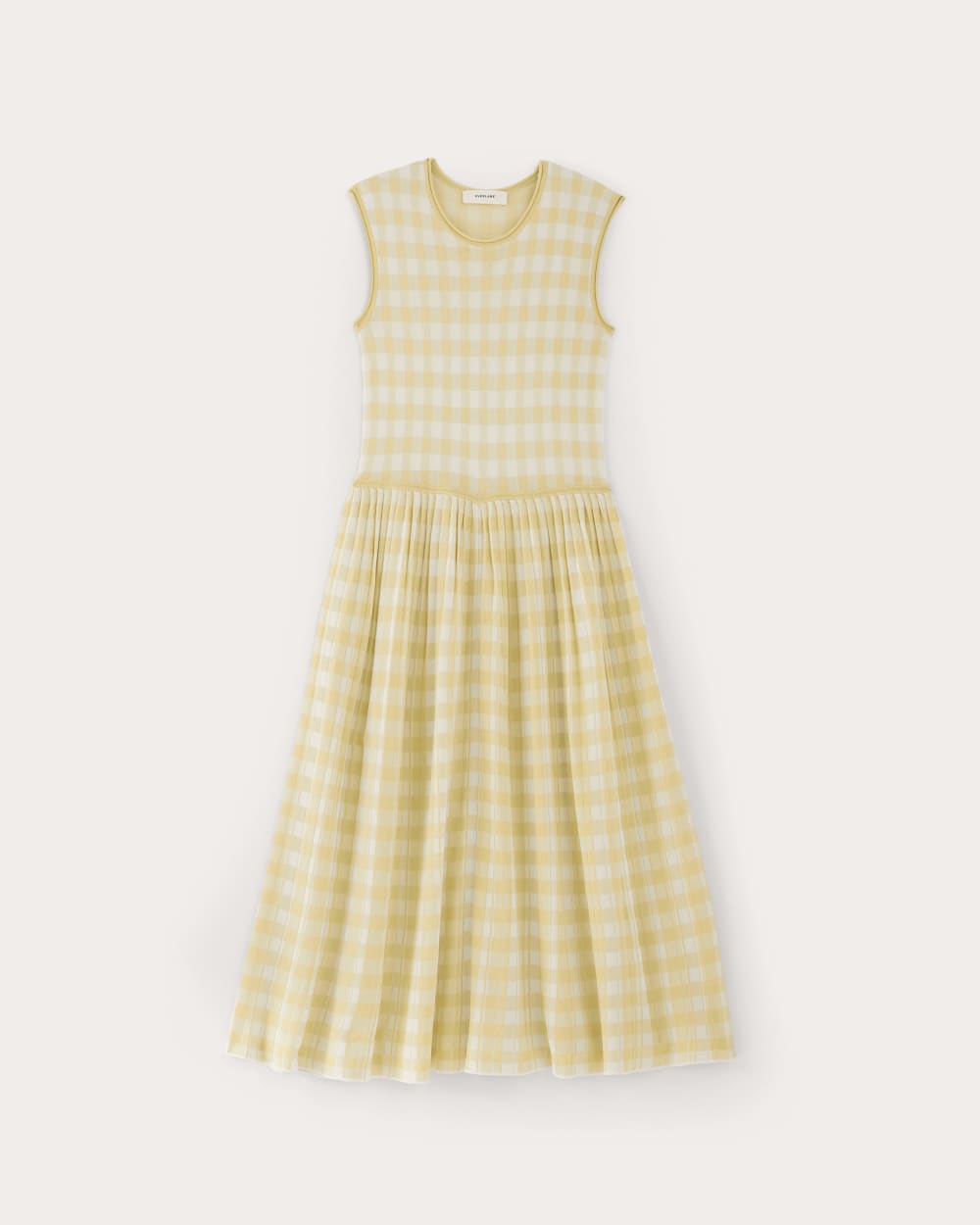 The Knit Pleated Dress | Bone / Parsnip Gingham
