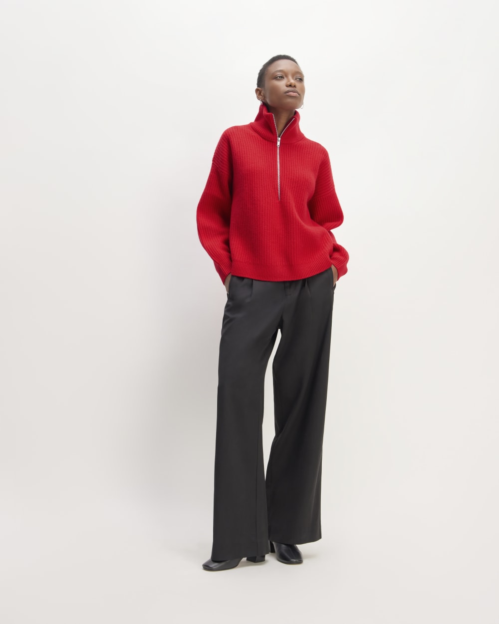 The Half-Zip Sweater in Luxe Merino | Classic Red