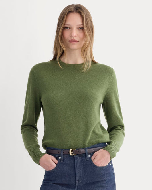 Cashmere Slim Crew Sweater | Forest Green