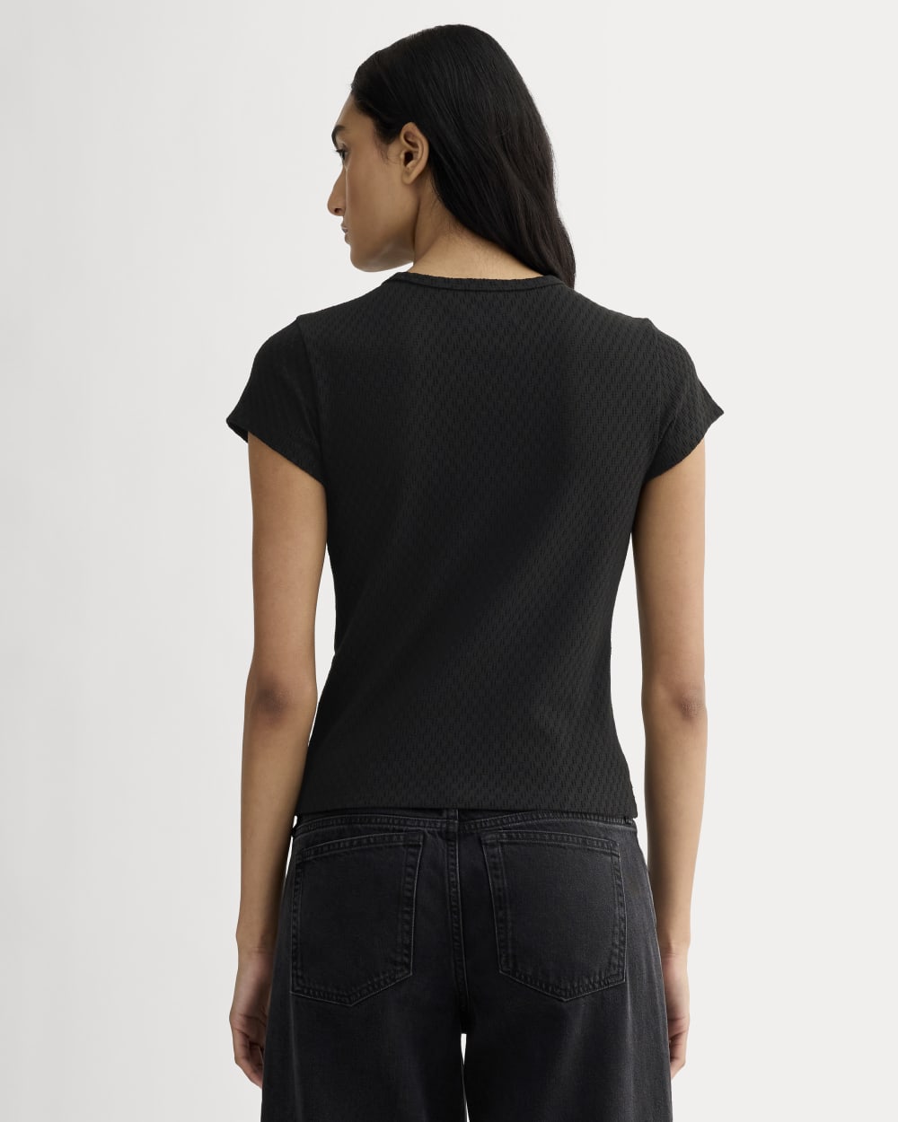 The Pointelle Short-Sleeve Tee | Black