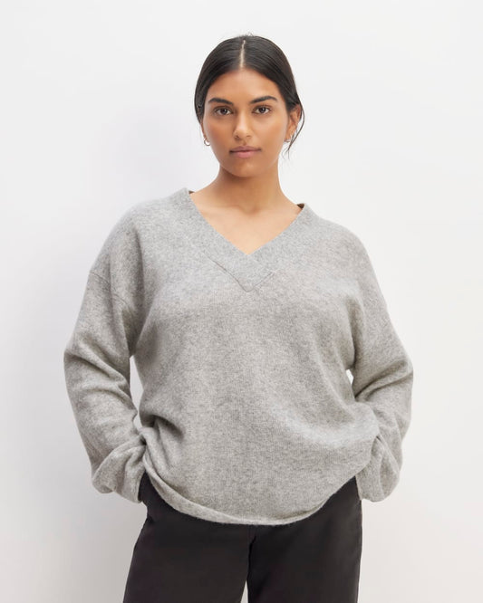 The Cozy-Stretch V-Neck Sweater | Heathered Grey