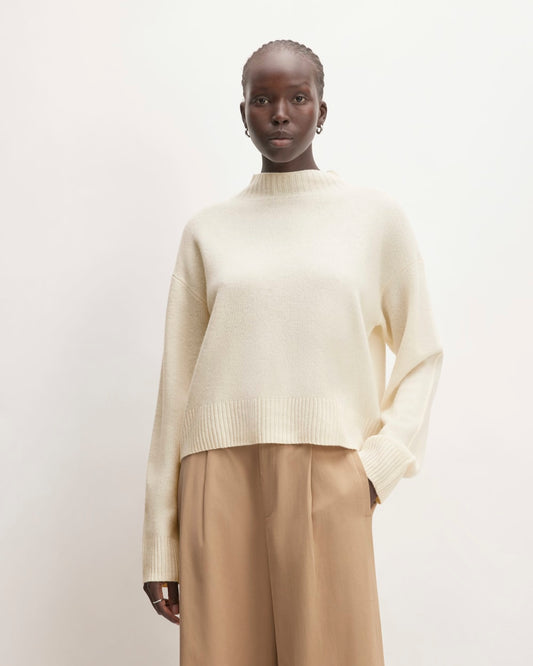 The Good Merino Wool Mockneck Sweater | Bone