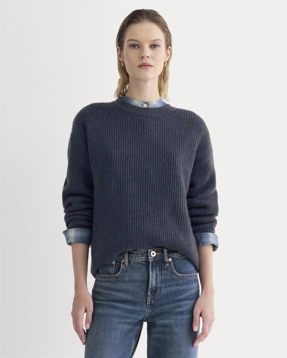 The Cocoon Crew in Wool Cashmere | Indigo