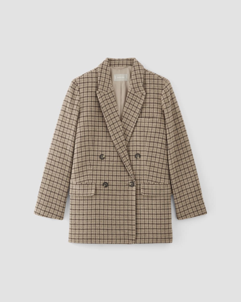The ReWool® Double-Breasted Blazer | Beige Houndstooth