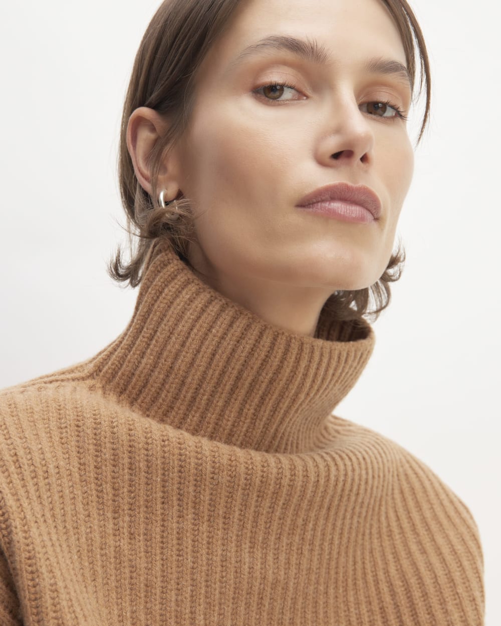 The Felted Merino Funnel-Neck Pullover | Deep Camel