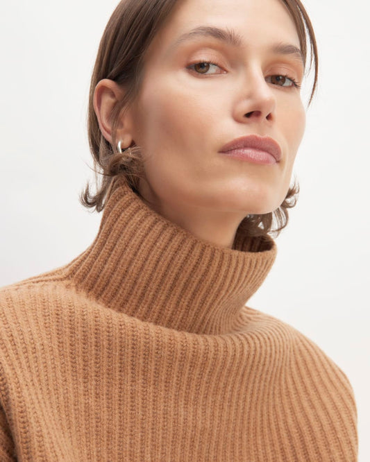 The Felted Merino Funnel-Neck Pullover | Deep Camel