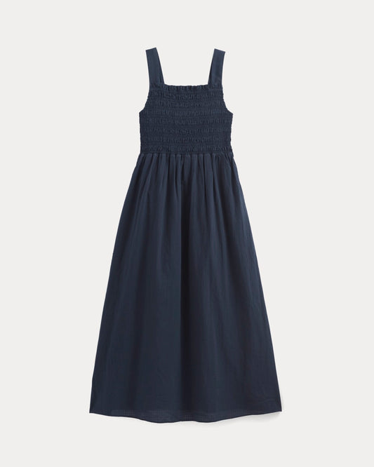 The Gauze Smock Dress | Navy