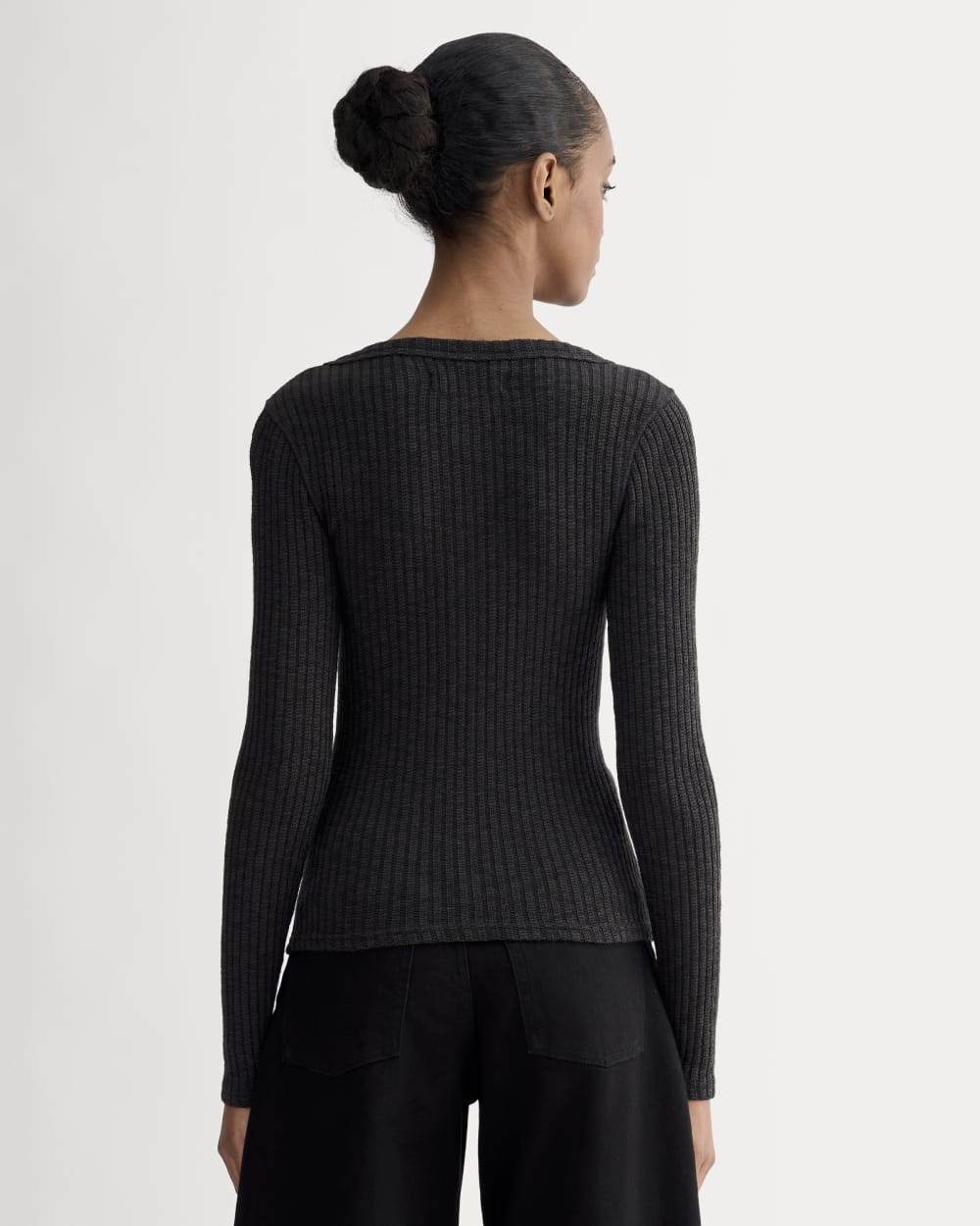 The Cozy Rib Henley | Black