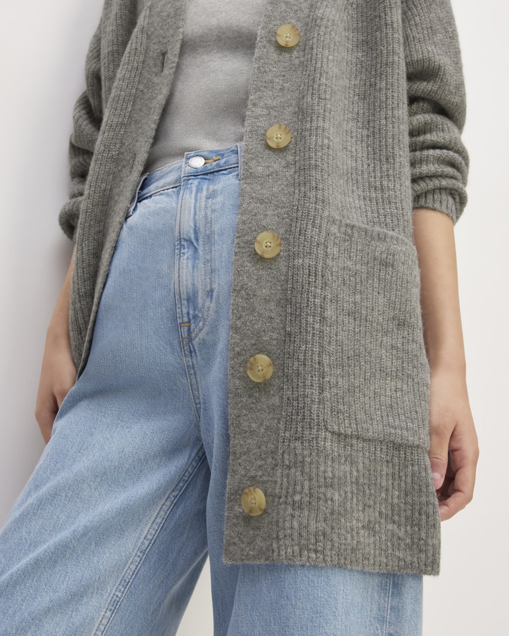 The Oversized Alpaca Pocket Cardigan | Heathered Stone