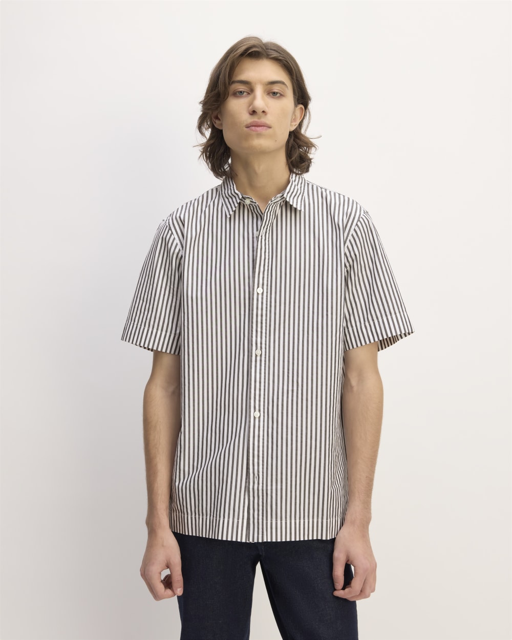 The Supima® Short-Sleeve Poplin Shirt | Optic White / Black