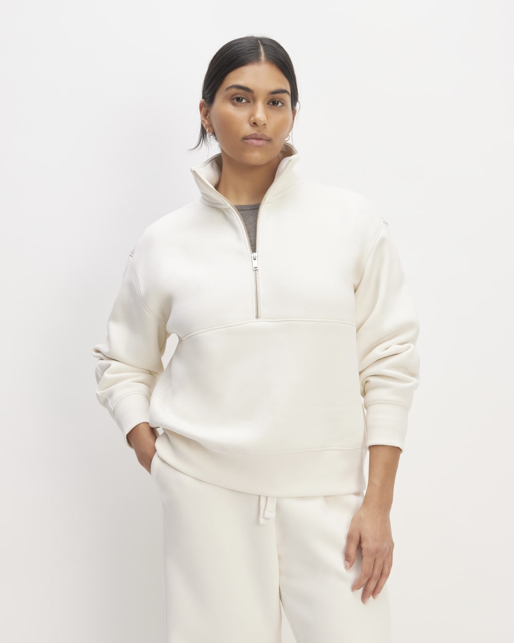 The ReTrack Half-Zip Sweatshirt | Bone