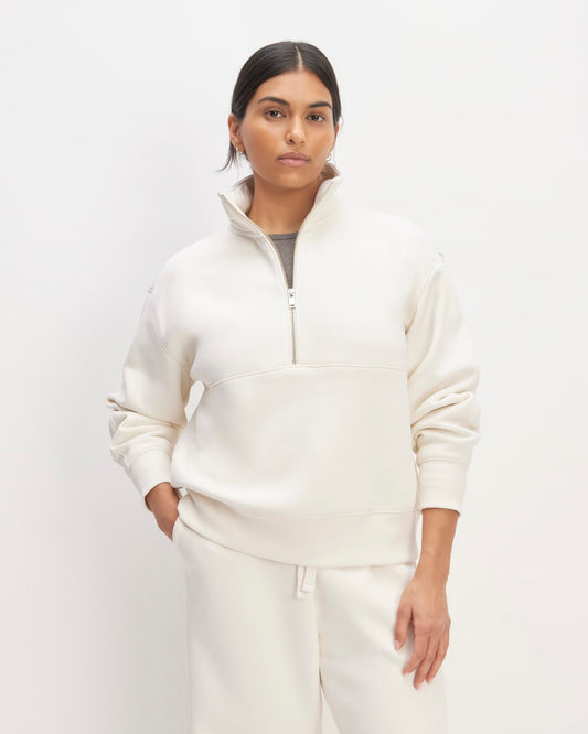 The ReTrack Half-Zip Sweatshirt | Bone