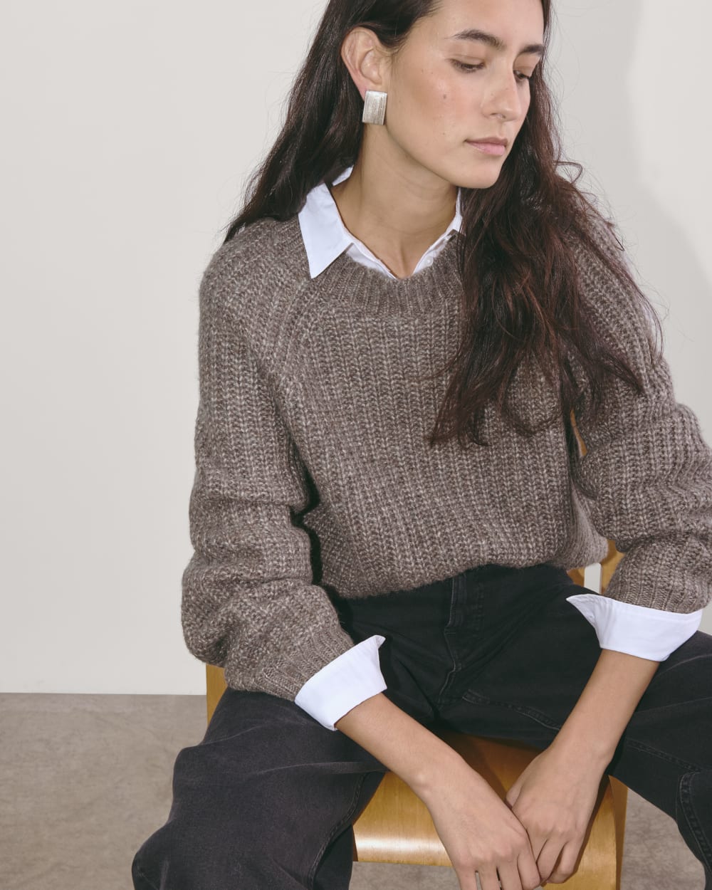 The Fisherman Crew in Cloud | Taupe Melange