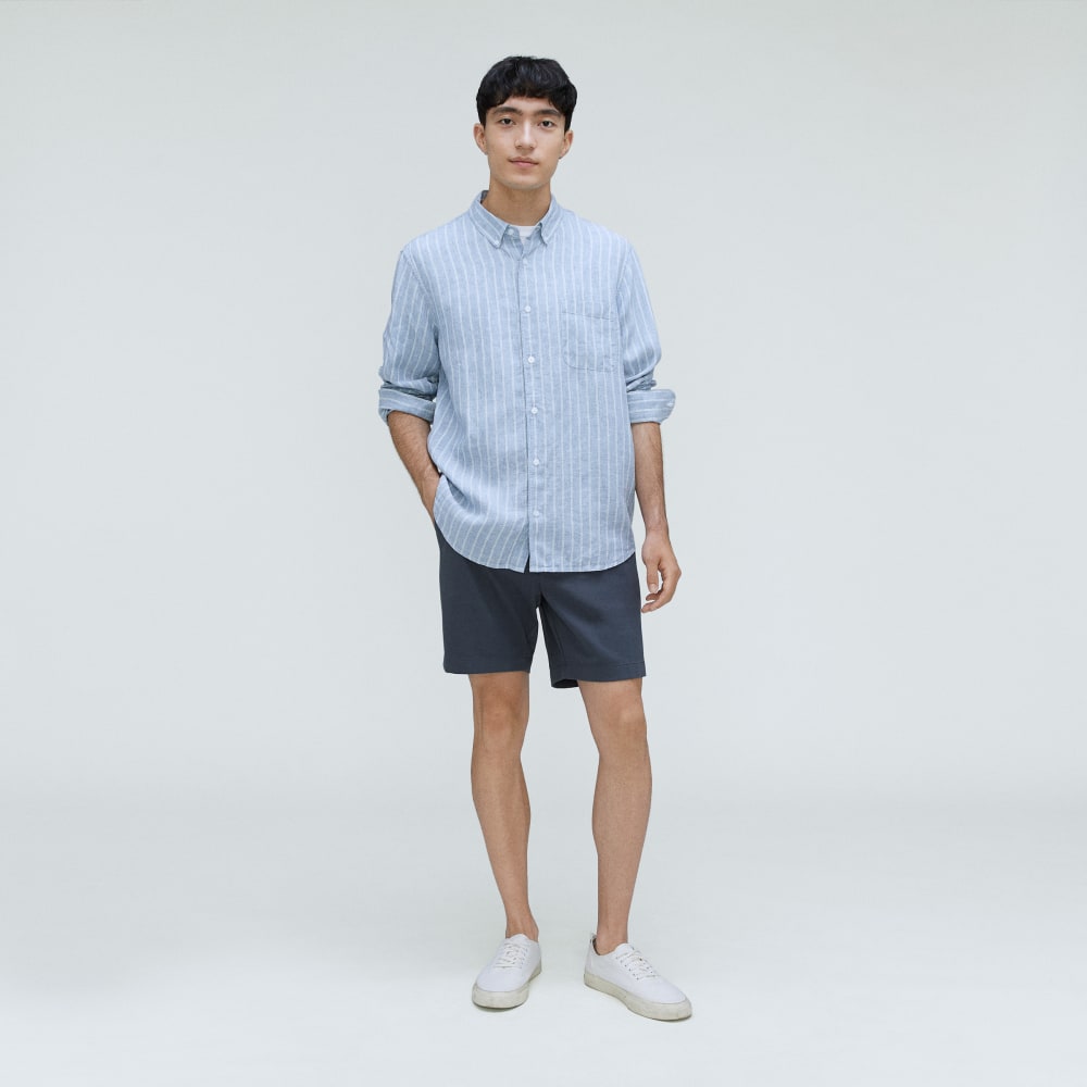 The Classic Shirt in Linen | White / Blue