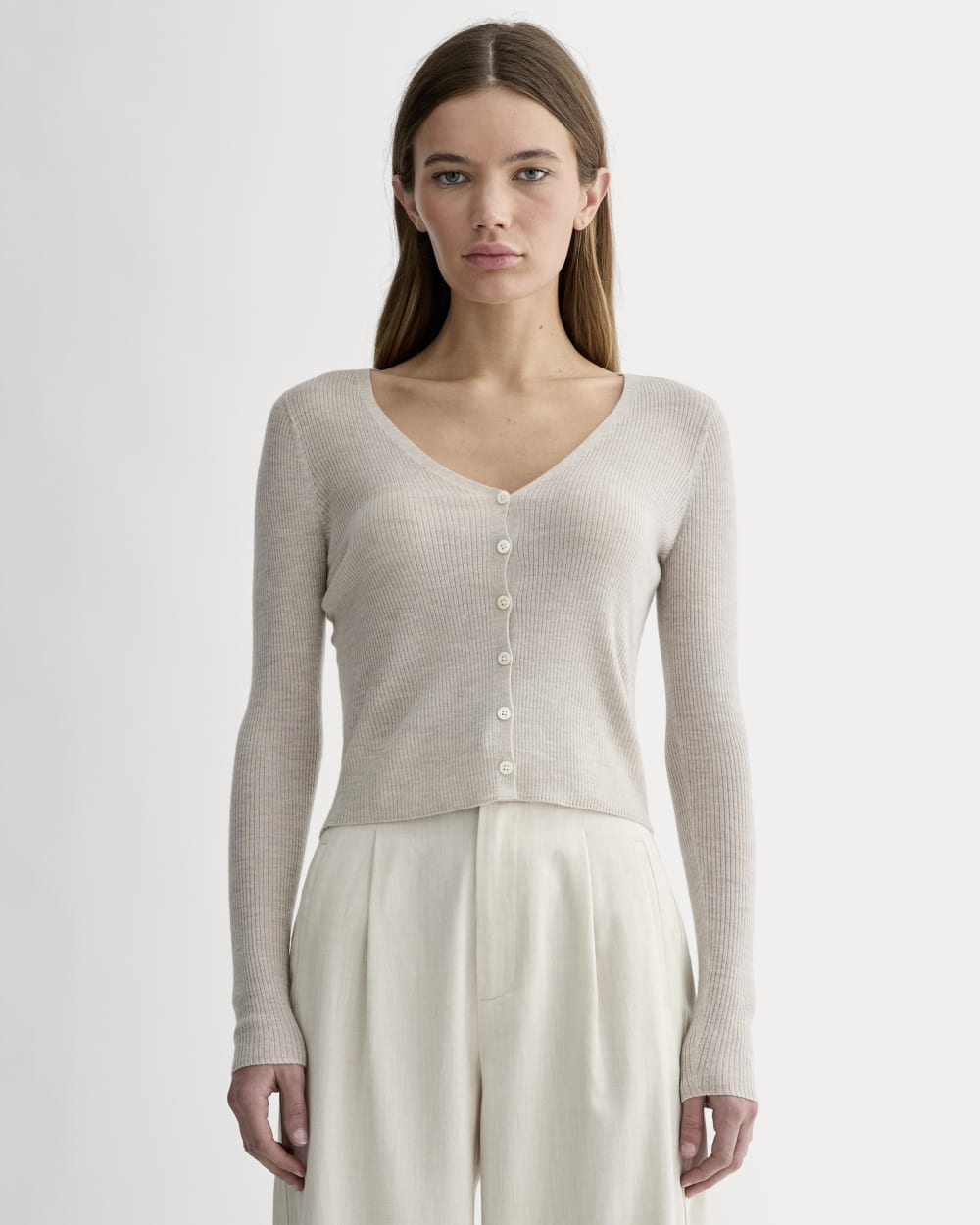 The Cardigan in Ultrasoft Merino | Heather Oatmeal