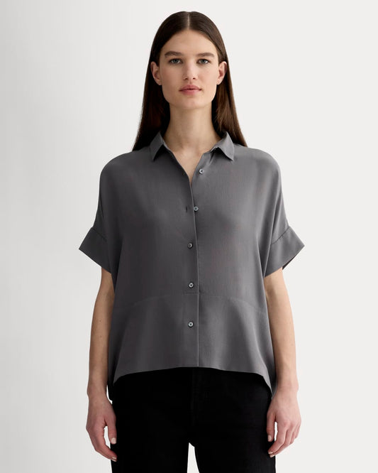The Boxy Shirt in Washable Silk | Graphite