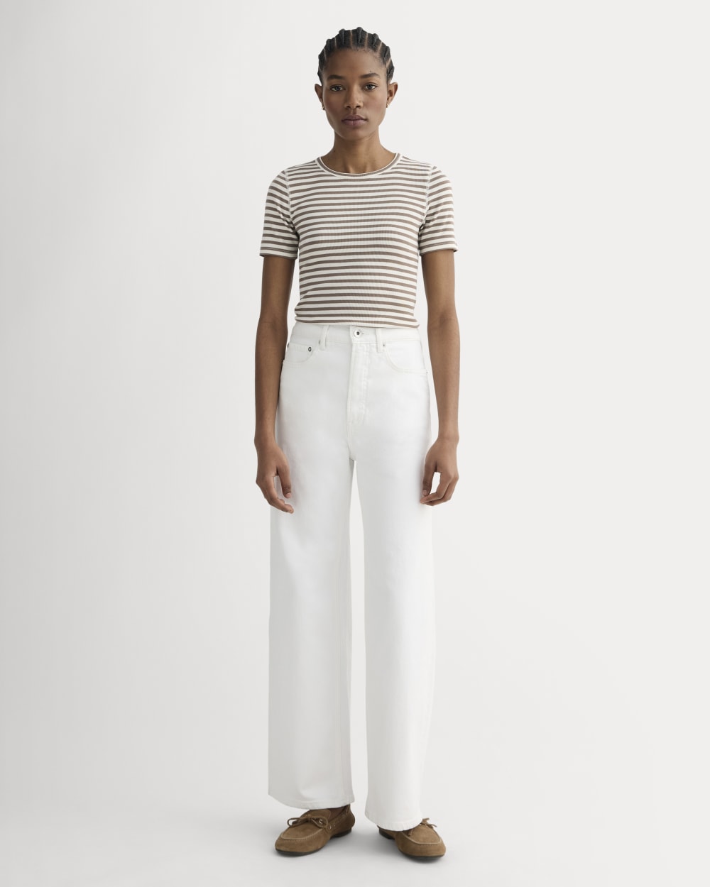 The Luxe Rib Crew | Bone / Deep Taupe