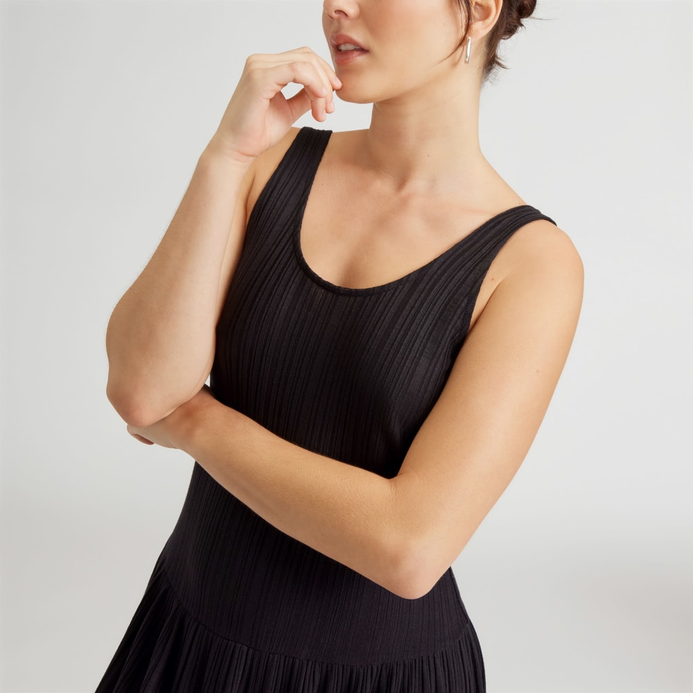 The Rib Soft Knit Scoop-Neck Dress | Black