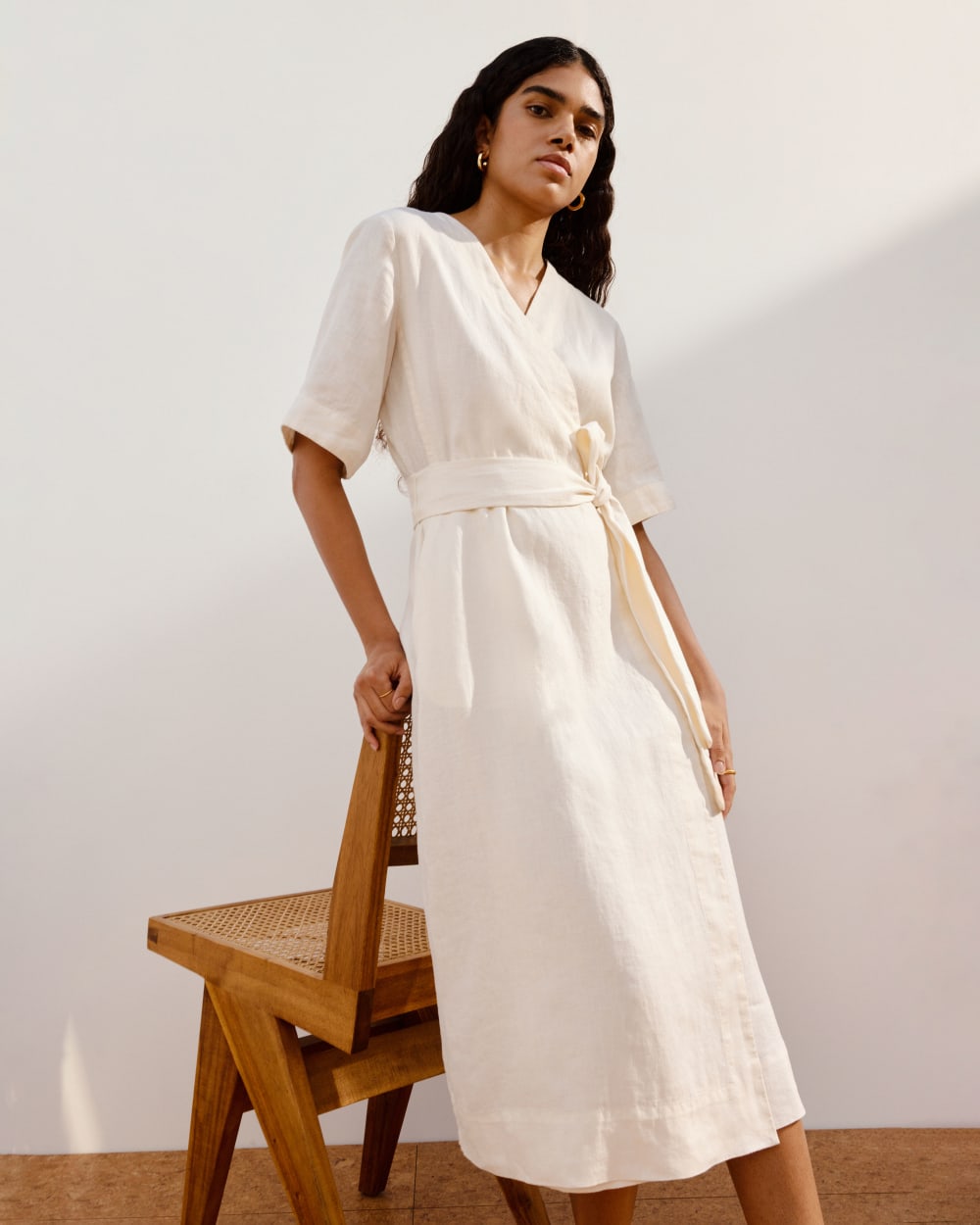 The Wrap Dress in Linen | Bone