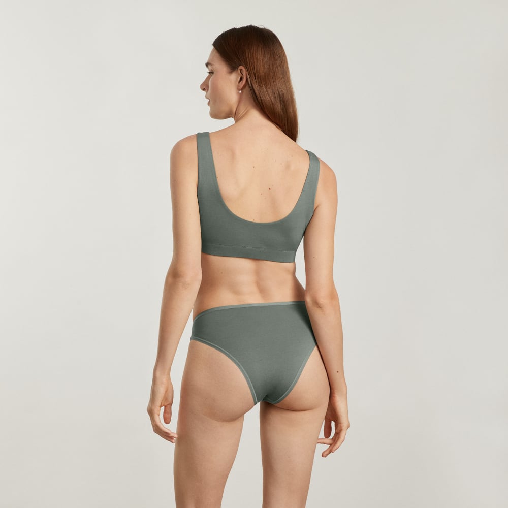 The Cotton High-Rise Bikini | Dark Sage