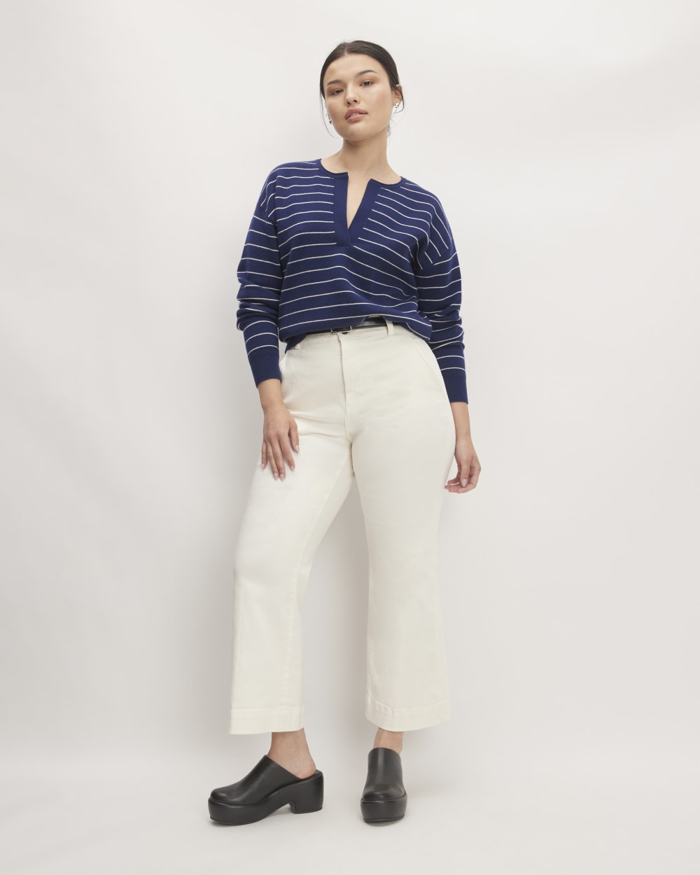 The Cotton-Merino Vintage Henley | Bright Navy / Canvas