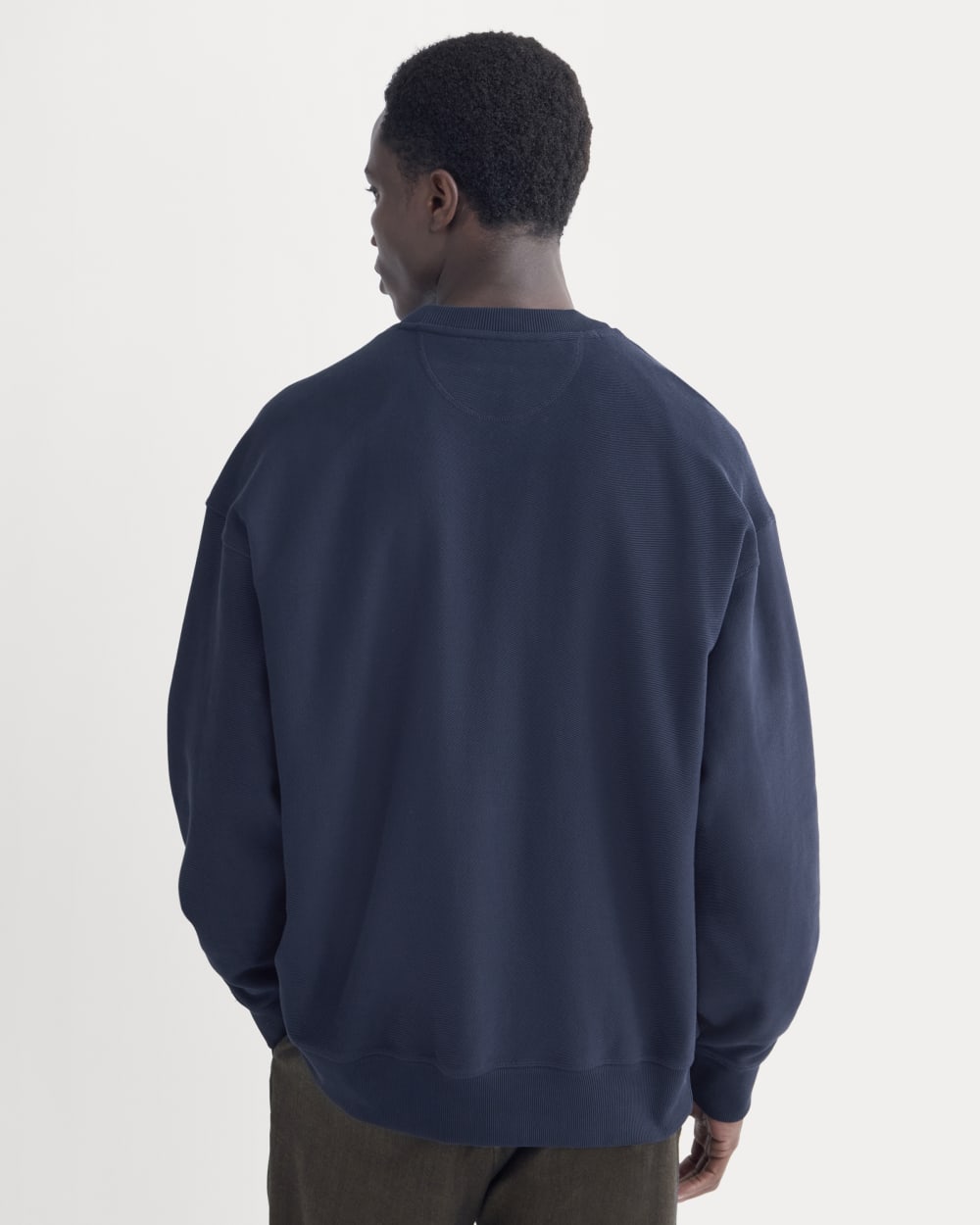 Twill Terry Jacquard Crew Sweatshirt | Navy