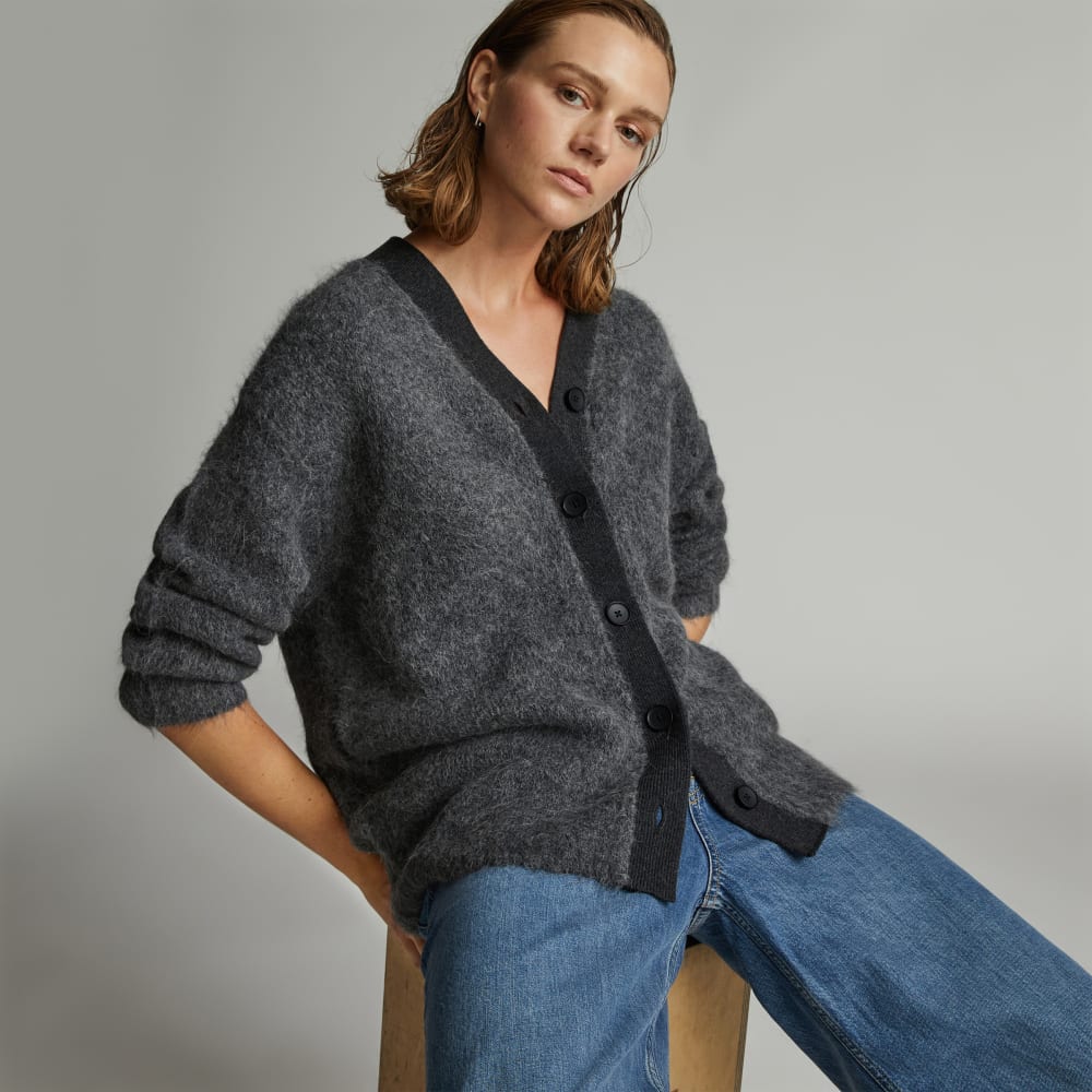 The SuperFuzz Alpaca Oversized Cardigan | Heathered Charcoal