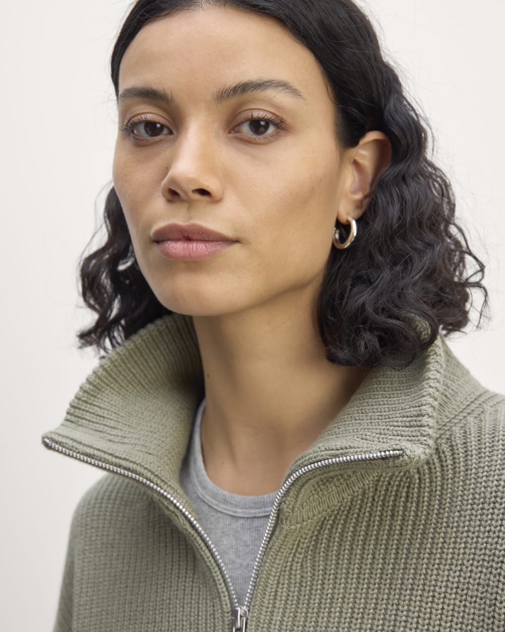 The Half-Zip in Everyday Cotton | Sage Green