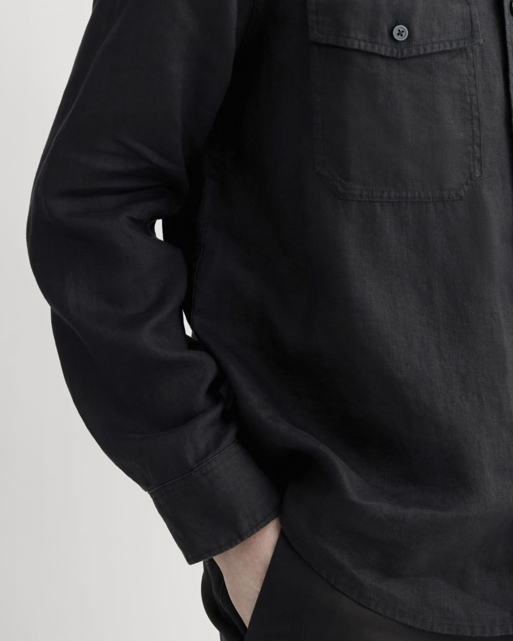The Linen Utility Shirt | Black