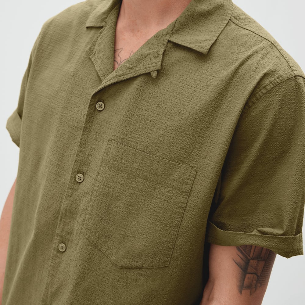 The Seersucker Short-Sleeve Shirt | Olive