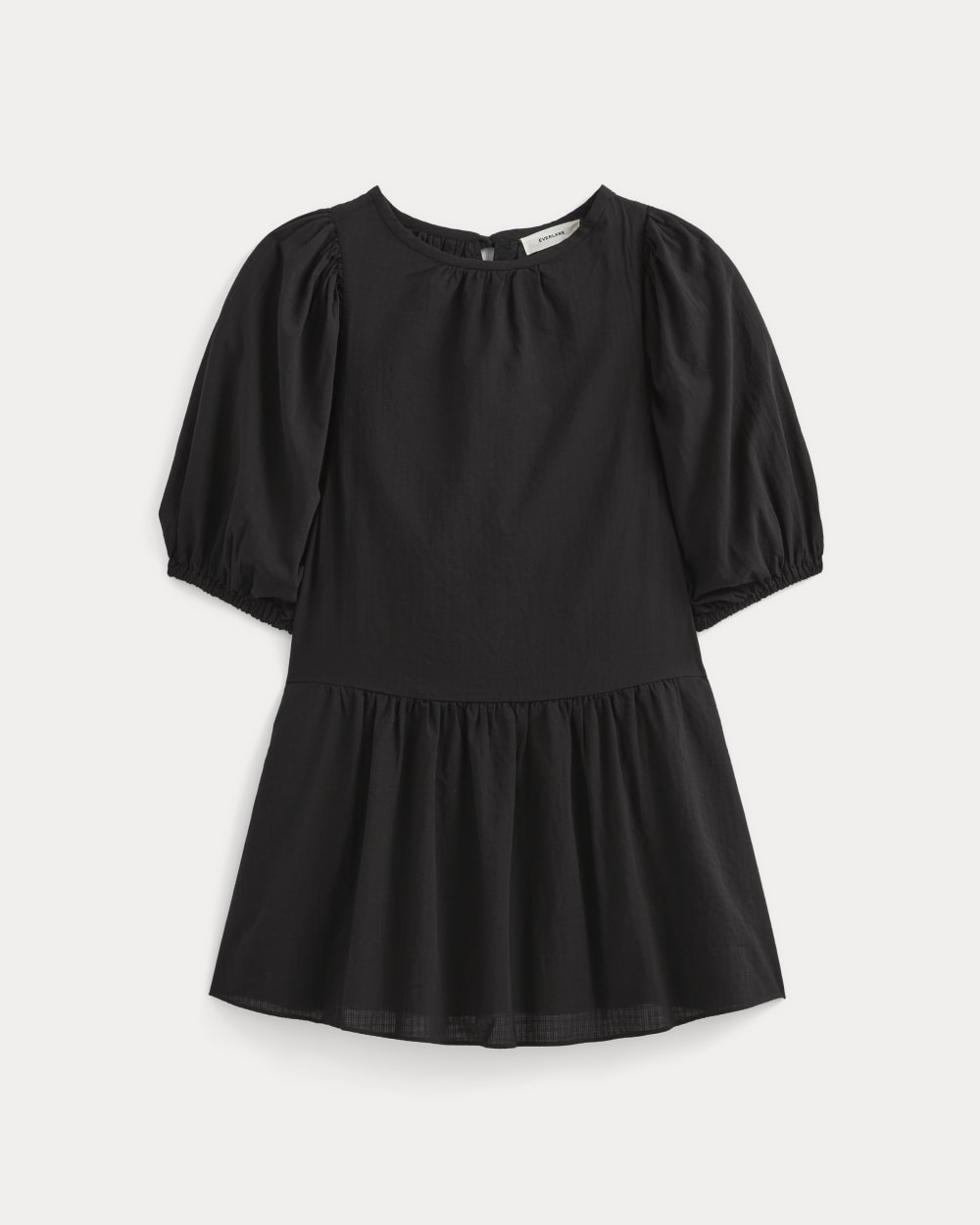 The Gauze Puff-Sleeve Mini Dress | Black