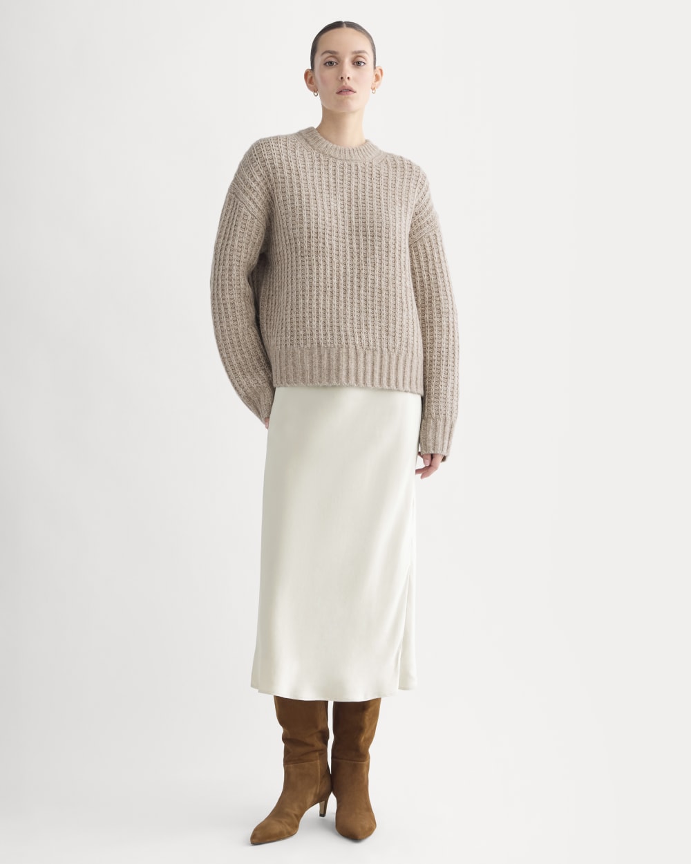 Waffle Sweater in Cloud | Heathered Oatmeal