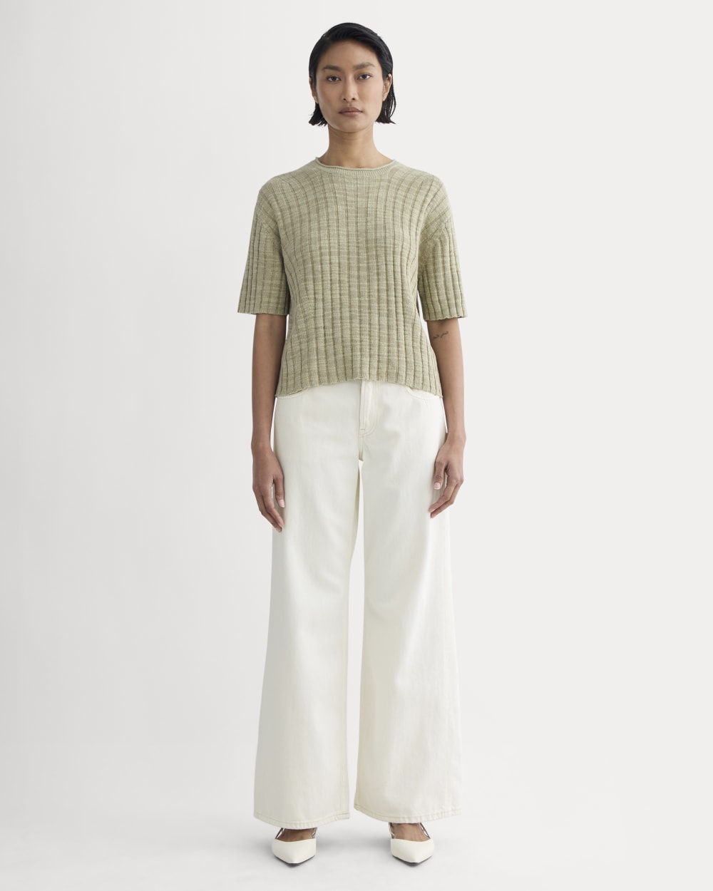 The Oversized Tee in Cotton Linen | Eucalyptus