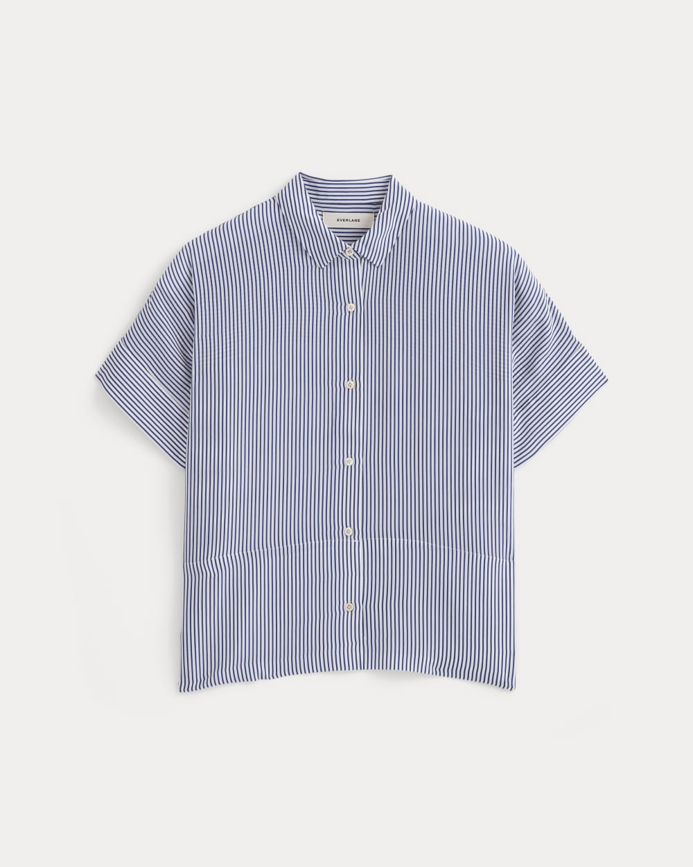 The Boxy Shirt in Washable Silk | Blue / White