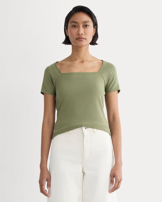 The Form Square-Neck Top | Lichen Green