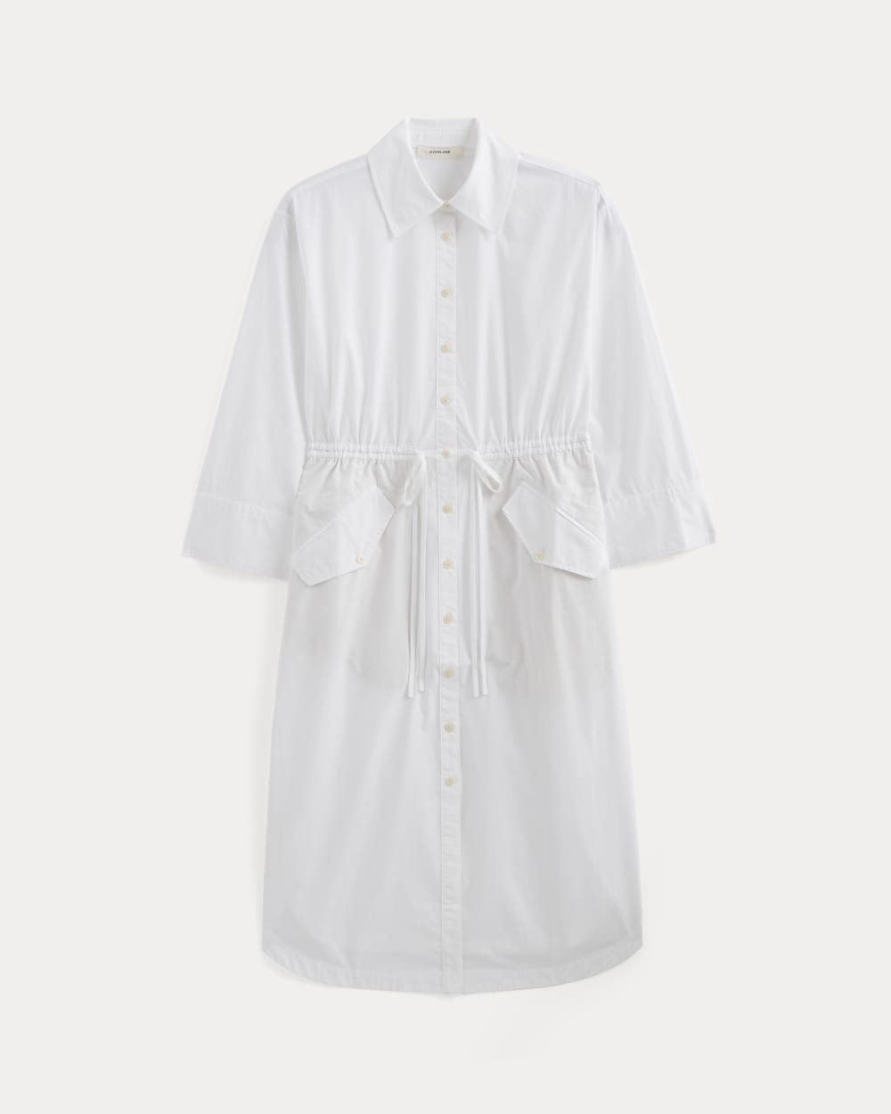 The Drawcord Shirtdress in Ultrasoft Cotton | White
