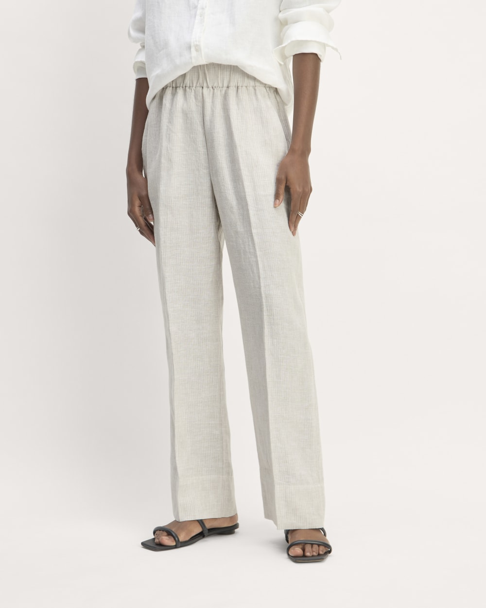 The Linen Easy Pant | Stone / White
