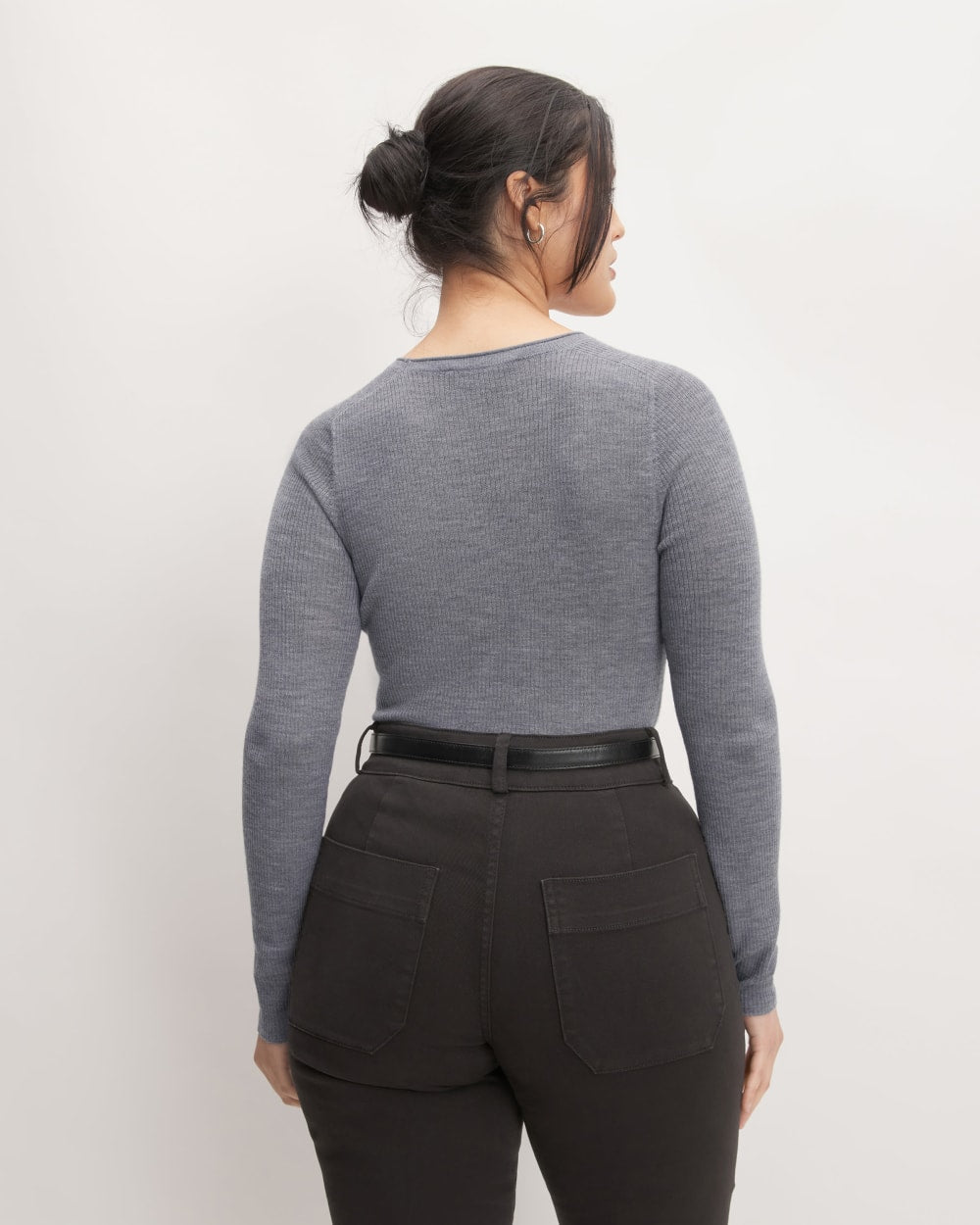 The Long-Sleeve Sweater Tee in Ultrasoft Merino | Heather Mid Grey