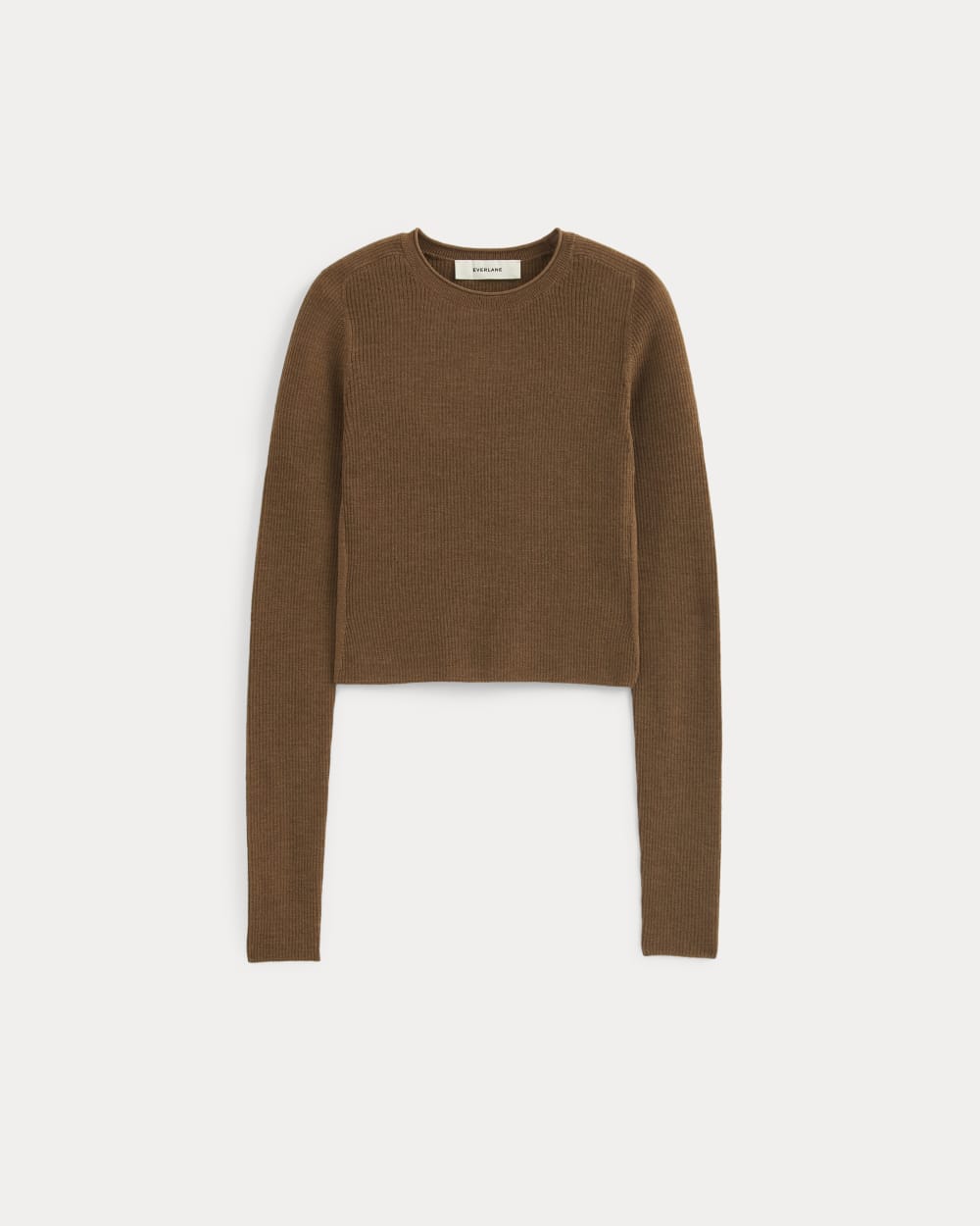 The Cropped Crew Top in Ultrafine Merino | Heathered Toffee