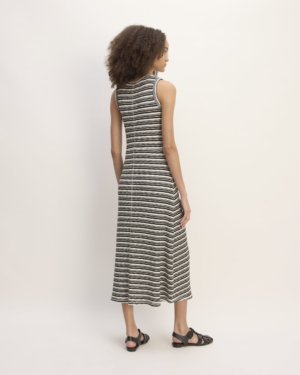 The Rib-Knit A-Line Tank Dress | Bone / Black