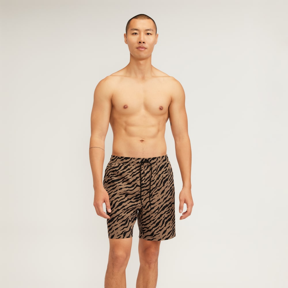 The ReNew Swim Short | Tiger Stripe Toasted Coconut